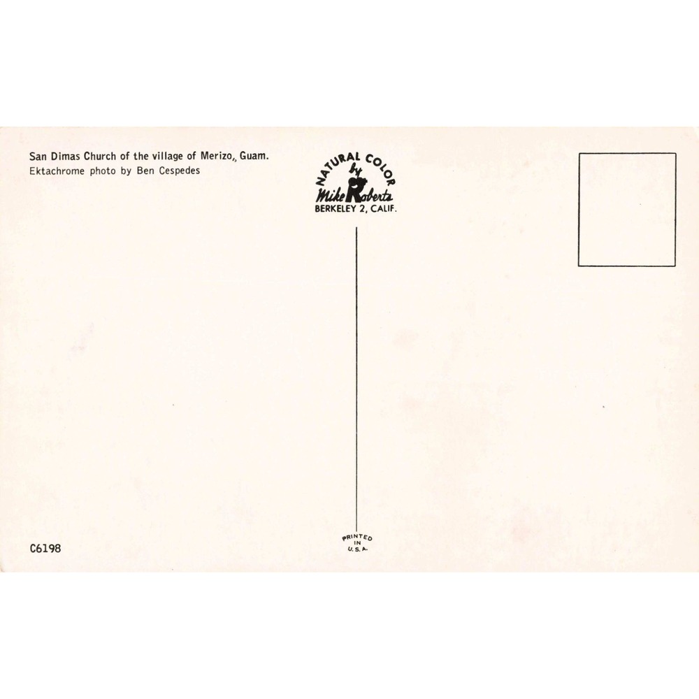 Vintage San Dimas Church Merizo Guam Postcard Ben Cespedes Mike Roberts C6198 - Picture 2 of 2